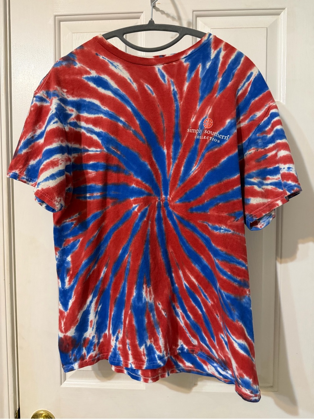 Simply Southern Red & Blue Tie-Dye T-Shirt Adult large